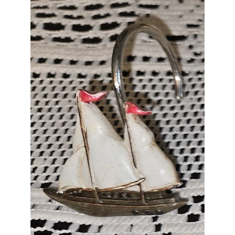 12 Nautical Shower Curtain Hooks Beach House Decor Ship Compass Lighthouse